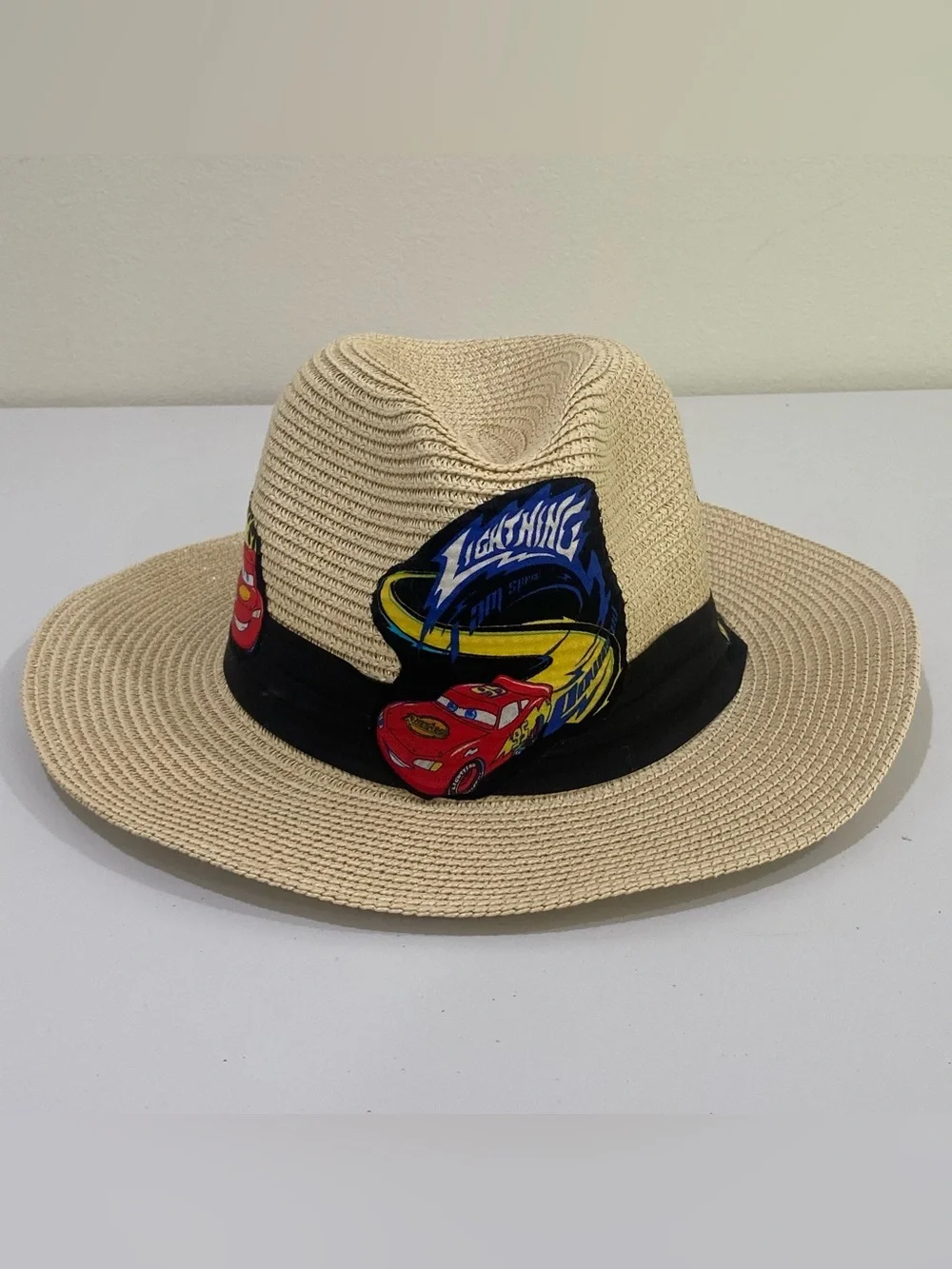 Disney Pixar Cars Lightning McQueen Kids Straw Fedora Beach Hat Handmade